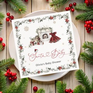 Santa Baby Christmas Girl Baby Shower Napkin