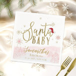 Santa Baby Christmas Girl Baby Shower Napkin<br><div class="desc">Adorable calligraphy with snowflakes,  winter-themed baby shower invitations. Easy to personalise with your details. Check the collection to find matching items as enclosure cards.</div>