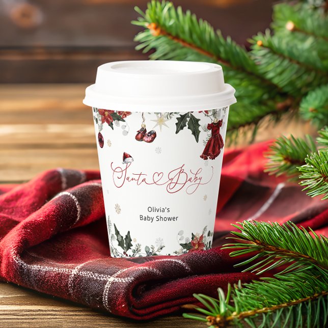 Santa Baby Christmas Girl Baby Shower Paper Cups (Creator Uploaded)
