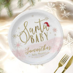 Santa Baby Christmas Girl Baby Shower Paper Plate<br><div class="desc">Adorable calligraphy with snowflakes,  winter-themed baby shower invitations. Easy to personalise with your details. Check the collection to find matching items as enclosure cards.</div>