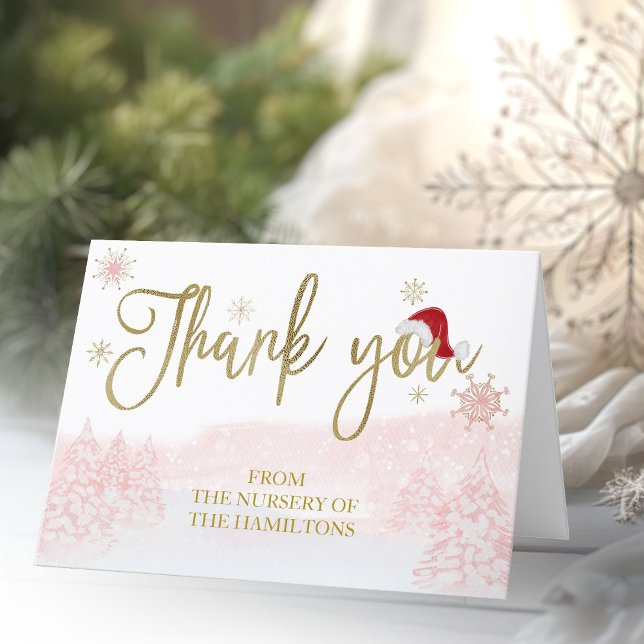 Santa Baby Christmas Girl Baby Shower Thank You Card (Creator Uploaded)