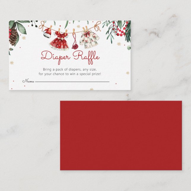 Santa Baby Christmas Girl Clothes Diaper Raffle  Enclosure Card (Front/Back)