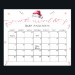 Santa Baby Christmas Guess the due Date Calendar  Poster<br><div class="desc">Santa Baby Christmas Guess the due Date Calendar Poster. For more advanced customisation of this design,  simply select the "Customise It" button above! Matching items available.</div>