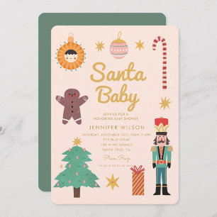 Santa Baby Christmas Holiday Baby Shower  Invitation