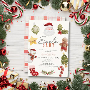 Santa Baby Christmas Holiday Baby Shower Invitation
