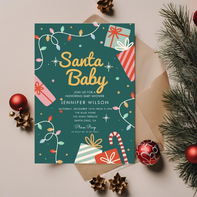 Santa Baby Christmas Holiday Baby Shower  Invitation (Creator Uploaded)