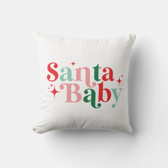 Santa Baby Christmas Modern Colourful Font Cushion (Front)