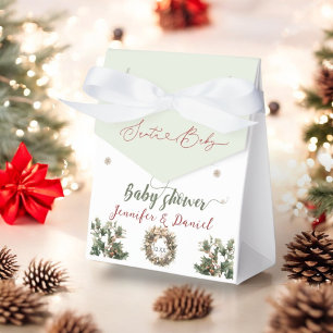 Santa Baby Christmas Red Green Winter Baby Shower Favour Box