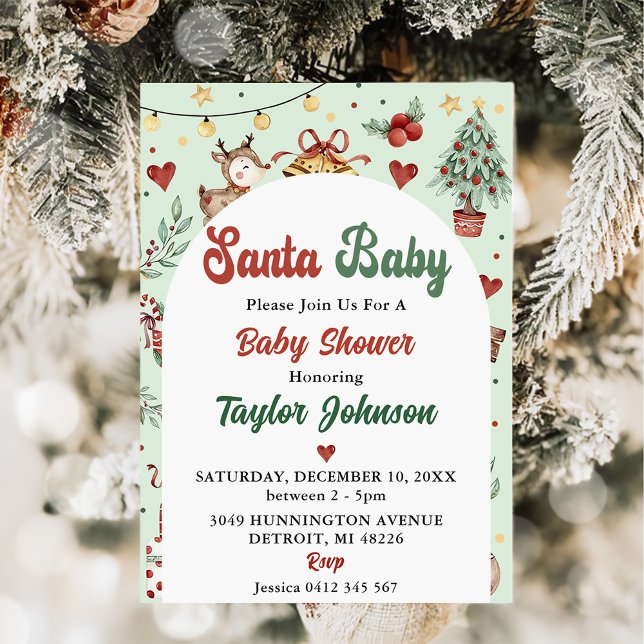 Santa Baby Christmas Reindeer Baby Shower Party Invitation (Creator Uploaded)