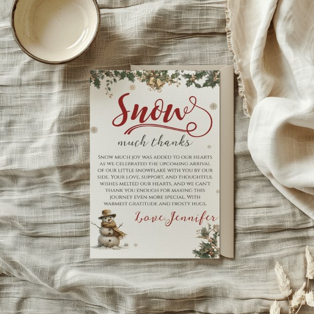 Santa Baby Christmas Snow Much Thanks Baby Shower Thank You Card (Creator Uploaded)