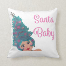 Santa Baby Christmas Tree Hair Pillow