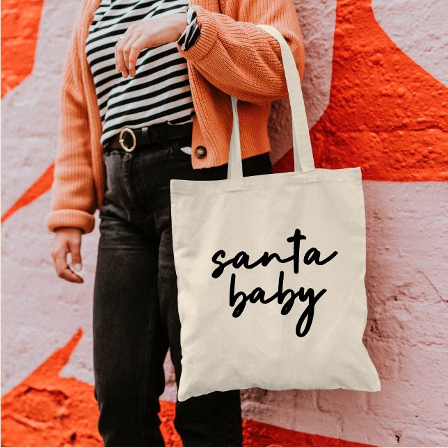 Santa Baby | Christmas Trendy Modern Minimalist Tote Bag (Creator Uploaded)