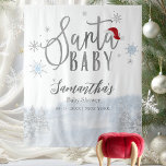 Santa Baby Christmas Winter Baby Shower Backdrop Tapestry<br><div class="desc">Adorable calligraphy with snowflakes,  winter-themed baby shower invitations. Easy to personalise with your details. Check the collection to find matching items as enclosure cards.</div>