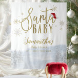 Santa Baby Christmas Winter Baby Shower Backdrop Tapestry<br><div class="desc">Adorable calligraphy with snowflakes,  winter-themed baby shower invitations. Easy to personalise with your details. Check the collection to find matching items as enclosure cards.</div>