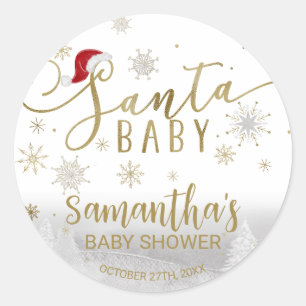 Santa Baby Christmas Winter Baby Shower Classic Round Sticker