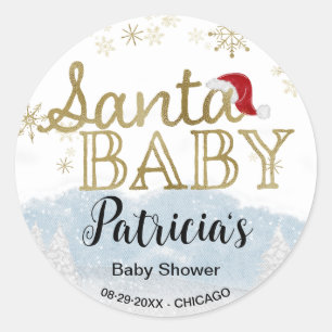 Santa Baby Christmas Winter Baby Shower Classic Round Sticker