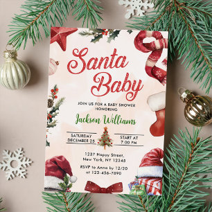 Santa Baby Christmas Winter Baby Shower Invitation