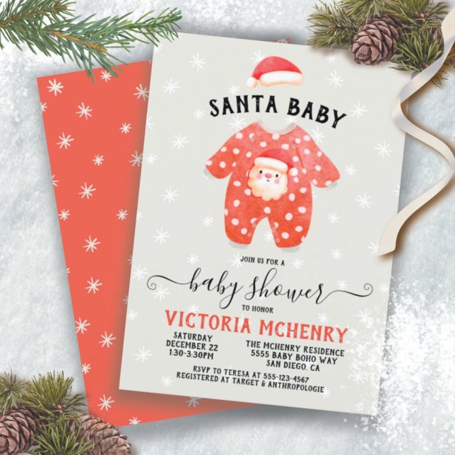 Santa Baby Christmas Winter Baby Shower Invitation (Creator Uploaded)