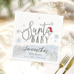 Santa Baby Christmas Winter Baby Shower Napkins<br><div class="desc">Adorable calligraphy with snowflakes,  winter-themed baby shower invitations. Easy to personalise with your details. Check the collection to find matching items as enclosure cards.</div>