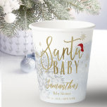 Santa Baby Christmas Winter Baby Shower Paper Cups<br><div class="desc">Adorable calligraphy with snowflakes,  winter-themed baby shower invitations. Easy to personalise with your details. Check the collection to find matching items as enclosure cards.</div>