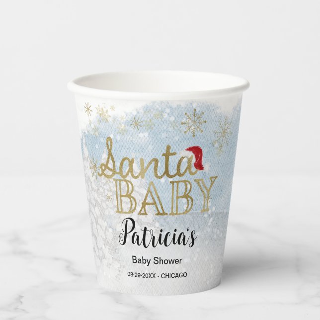 Santa Baby Christmas Winter Baby Shower Paper Cups (Front)