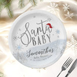 Santa Baby Christmas Winter Baby Shower Paper Plate<br><div class="desc">Adorable calligraphy with snowflakes,  winter-themed baby shower invitations. Easy to personalise with your details. Check the collection to find matching items as enclosure cards.</div>