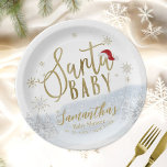 Santa Baby Christmas Winter Baby Shower Paper Plate<br><div class="desc">Adorable calligraphy with snowflakes,  winter-themed baby shower invitations. Easy to personalise with your details. Check the collection to find matching items as enclosure cards.</div>