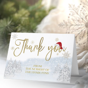 Santa Baby Christmas Winter Baby Shower Thank You Card