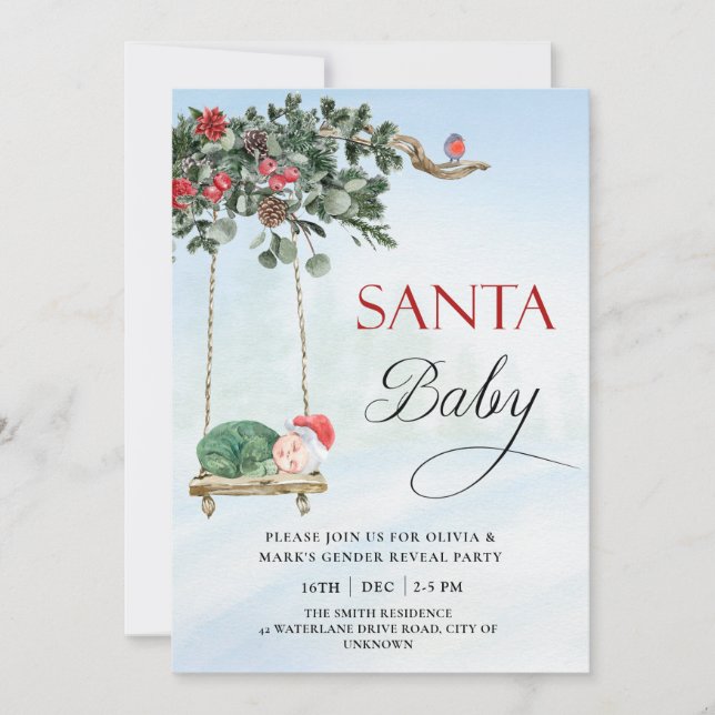 Santa Baby Christmas Winter Gender Reveal Party Invitation (Front)