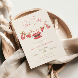 Santa Baby Clothes Winter Boy Baby Shower Invitation