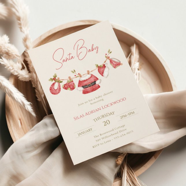 Santa Baby Clothes Winter Boy Baby Shower Invitation (Creator Uploaded)