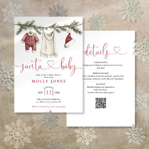 Santa Baby Clothesline All In One Baby Shower Invitation