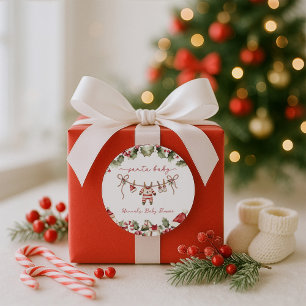Santa Baby Clothesline Christmas Baby Shower Classic Round Sticker
