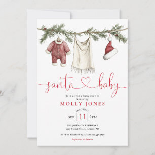 Santa Baby Clothesline Winter Baby Shower Invitation
