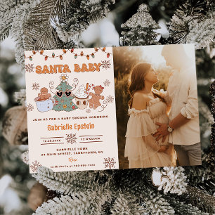 Santa Baby Cookies Christmas Baby Shower Photo Invitation