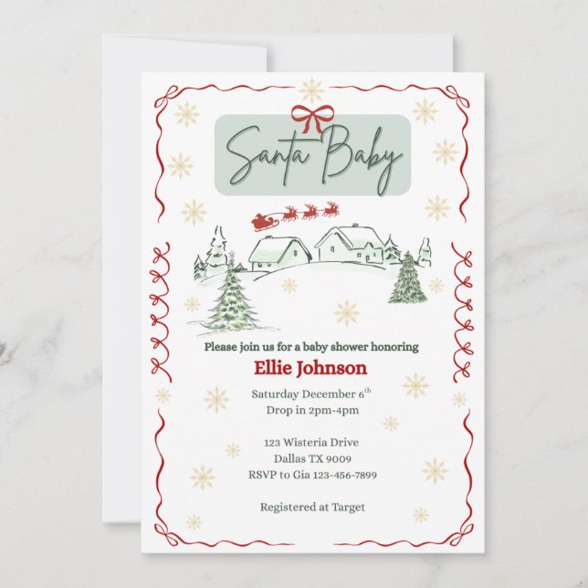 Santa Baby December Baby Shower Invitations (Front)