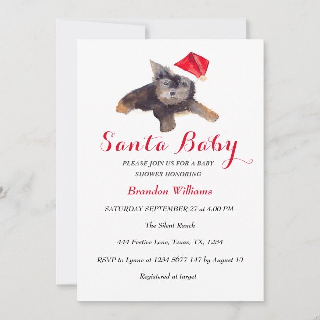 Santa Baby December Winter Red Baby shower  Invitation (Front)