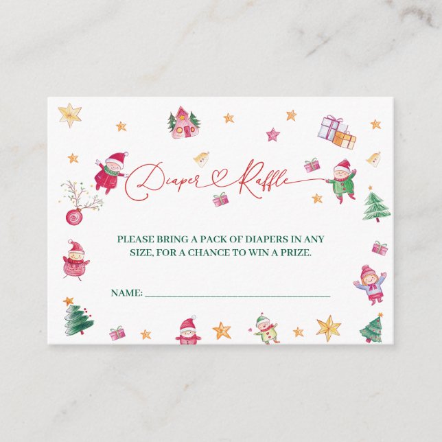 Santa Baby Diaper Raffle Baby Shower Enclosure Card (Front)