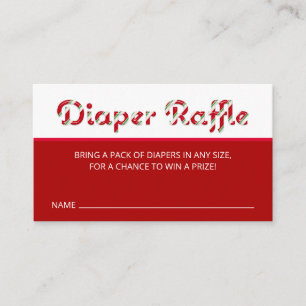 Santa Baby Diaper Raffle Card (Red Candy Cane)