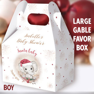 Santa Baby Elephant Christmas Baby Shower Large Favour Box