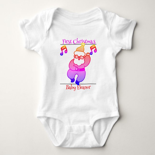 santa. baby first Christmas  Baby Bodysuit (Front)