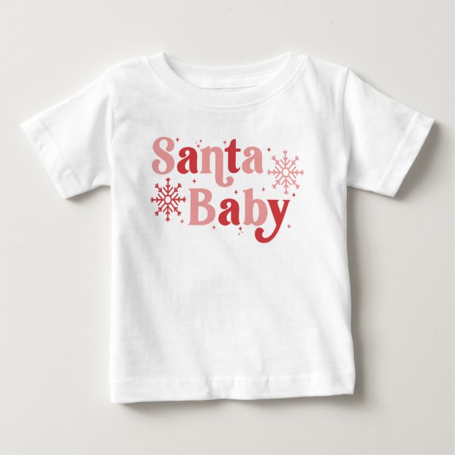 Santa Baby - Fun Holiday Typography Design Baby T-Shirt (Front)