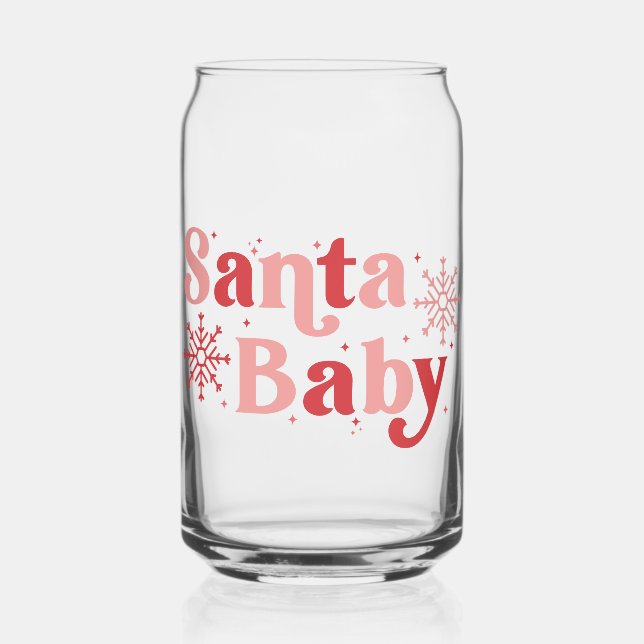Santa Baby - Fun Holiday Typography Design Can Glass (Front)