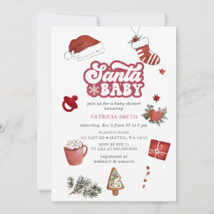 Santa Baby Gender neutral Christmas Baby Shower Invitation