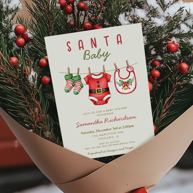 Santa Baby gender neutral Christmas baby shower Invitation (Creator Uploaded)