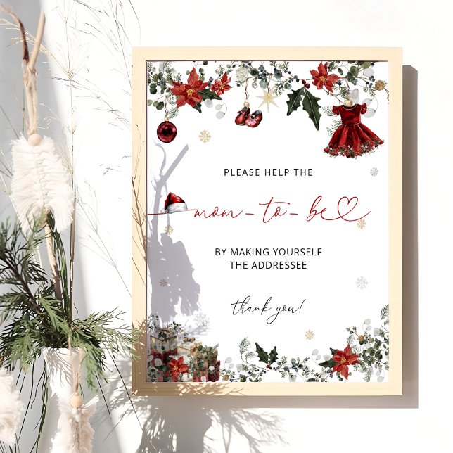 Santa Baby Girl Baby Shower Address an Envelope Poster (Creator Uploaded)