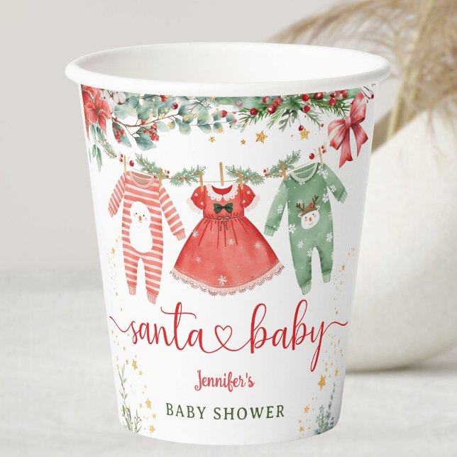 Santa Baby Girl Christmas Baby Shower Paper cup (Creator Uploaded)