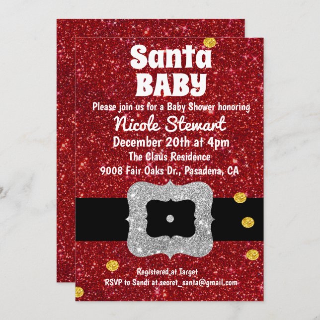 Santa Baby Holiday Baby Shower Invitation (Front/Back)