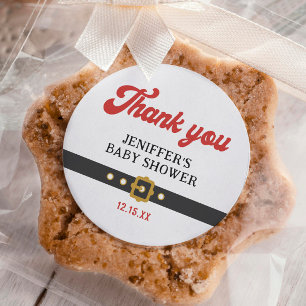 Santa Baby Holiday Baby Shower Thank You Classic Round Sticker