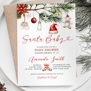 Santa Baby Holiday Christmas Baby Shower Invitation